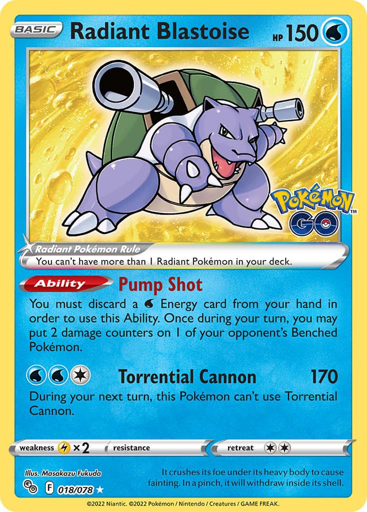 Radiant Blastoise — Pokemon Go Pokémon card