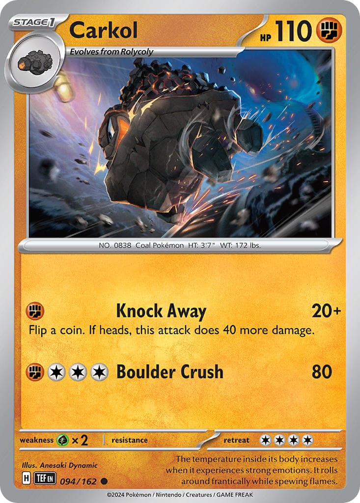 Carkol — Temporal Forces Pokémon card