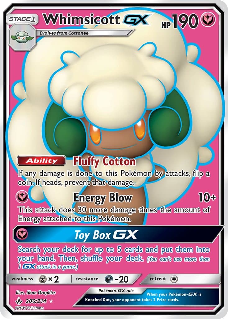 Whimsicott Gx — Unbroken Bonds Pokémon card