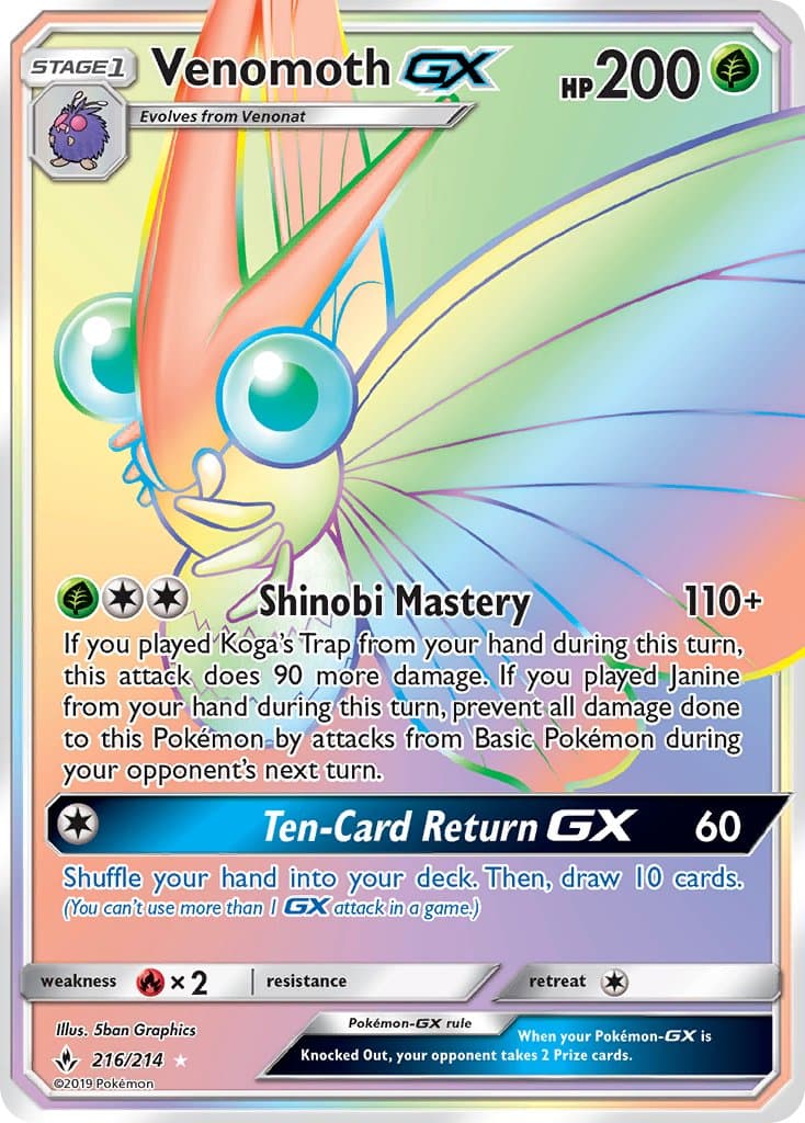 Venomoth Gx — Unbroken Bonds Pokémon card