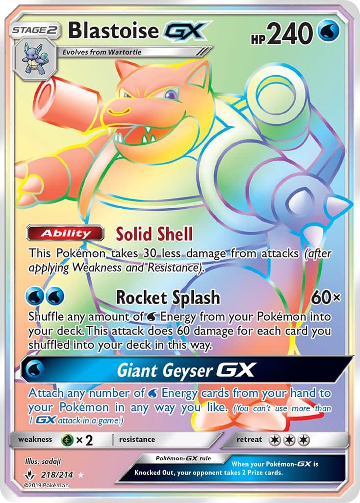 Blastoise Gx — Unbroken Bonds Pokémon card