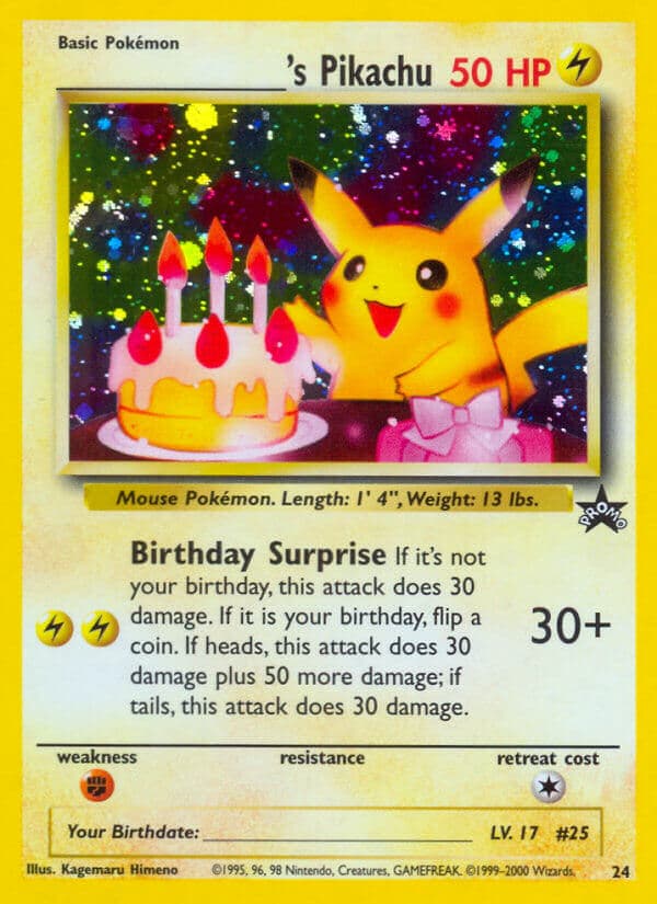 Birthday Pikachu — Wizards Black Star Promos Pokémon card